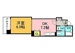 WELCOME舟入 7階1DKの間取り