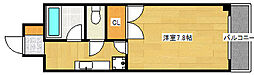 ドミールウエスト 3階1Kの間取り
