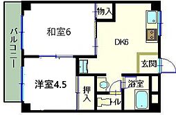 第1吉岡ビル 5階2DKの間取り