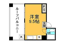 サンライズ河原町 7階1DKの間取り