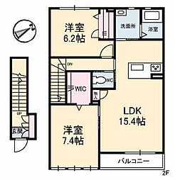 ファミールＮ 2階2LDKの間取り