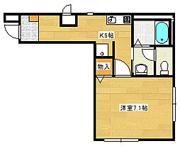 荒谷ビル 1階1Kの間取り