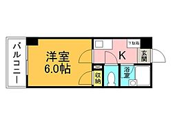 アメニティ21 2階1Kの間取り