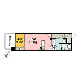 グラディス西広島駅前ザ・タワー 2階1LDKの間取り