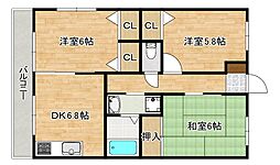 グレース府中 2階3DKの間取り