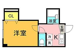ＣＯＭＦＯＲＴ　ＡＫＥＢＯＮＯ 3階1Kの間取り