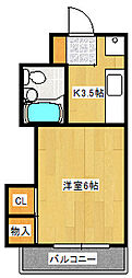 プレアール己斐 2階1Kの間取り
