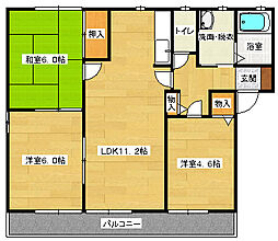 クレール　B棟 1階3LDKの間取り