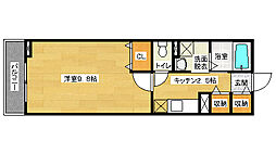 サンセール東野 2階1Kの間取り