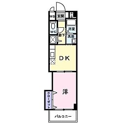 カルフ−ル緑井 2階1DKの間取り