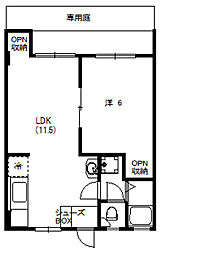 細田山ビル 1階1LDKの間取り