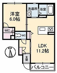 Ｆｌｏｒａ（フローラ）Ａ棟 1階1LDKの間取り