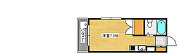 山根ビル東観音 4階ワンルームの間取り