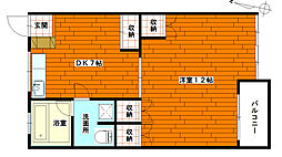 山木グリーンビル 5階1DKの間取り