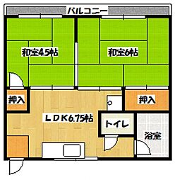 ミトビル 4階2DKの間取り