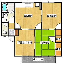 イーストフィールド参番館 1階3DKの間取り