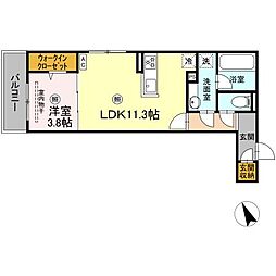 campanella舟入南 2階1LDKの間取り