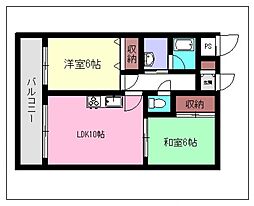 フラーリッシュ岡本 6階2LDKの間取り