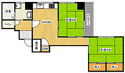 舟入コータース 6階2DKの間取り