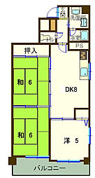 シャルム神田 4階3DKの間取り