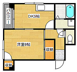 フラット光町 4階1DKの間取り