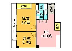 山陽ビル 2階2DKの間取り