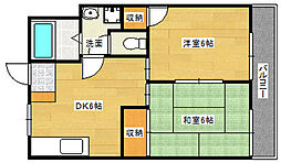 第7山本ビル 7階2DKの間取り