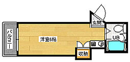 キュービック30 4階ワンルームの間取り