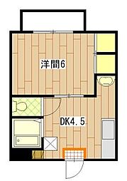 フローレンス1番館 1階1DKの間取り