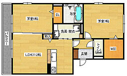 メルベーユ中筋 3階2LDKの間取り
