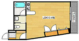 ウィステリア観音 2階ワンルームの間取り