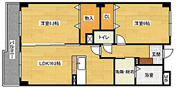 ヌーヴェル・ブリーゼ 1階2LDKの間取り