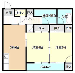 KTビル 3階2LDKの間取り