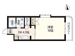 リバーハイム古市 3階1DKの間取り