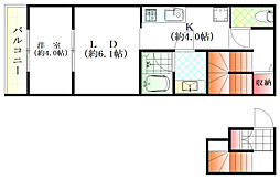 Stella I（ステラワン） 2階1LDKの間取り