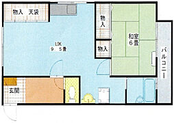 石本ビル 4階1LDKの間取り