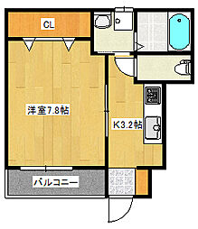 ラ・ローザ 1階1Kの間取り