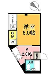 中屋ビル 5階1Kの間取り