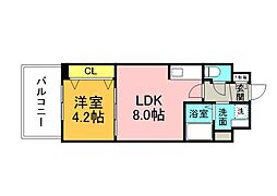 メイクス京橋川II 7階1LDKの間取り