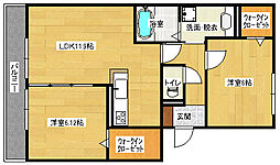 ルミエール 2階2LDKの間取り
