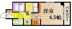 エステートベネフィット5フルタ 2階1Kの間取り