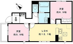 LA LA MAISON中野 1階2LDKの間取り
