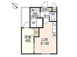 MOVE西原EAST 3階1LDKの間取り