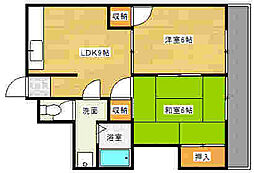 シャルム成城 4階2LDKの間取り