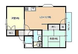 セジュール今村 2階2LDKの間取り