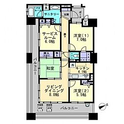 アルファステイツ土橋 11階3LDKの間取り