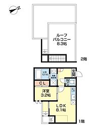 grandtic gacha 2階1LDKの間取り