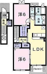 サニーレジデンス　II 2階2LDKの間取り