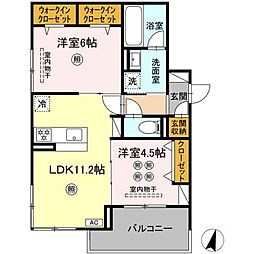 メゾン　カルムII 2階2LDKの間取り
