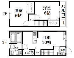 オルテンシア　B棟 1階2LDKの間取り